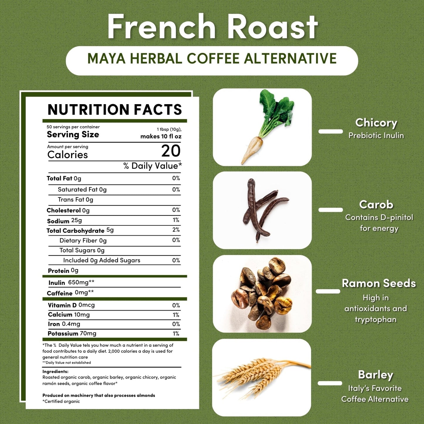 French Roast Chicory Herbal Coffee Teeccino