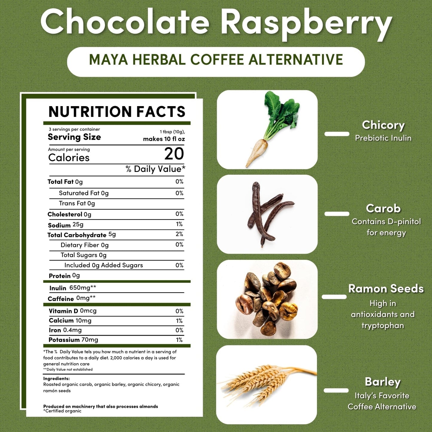 Chocolate Raspberry Chicory Herbal Coffee Teeccino