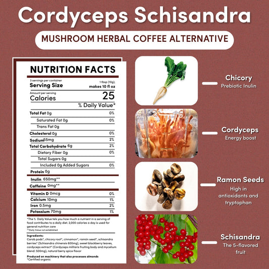 Cordyceps Schisandra Cinnamon Berry Mushroom Herbal Coffee