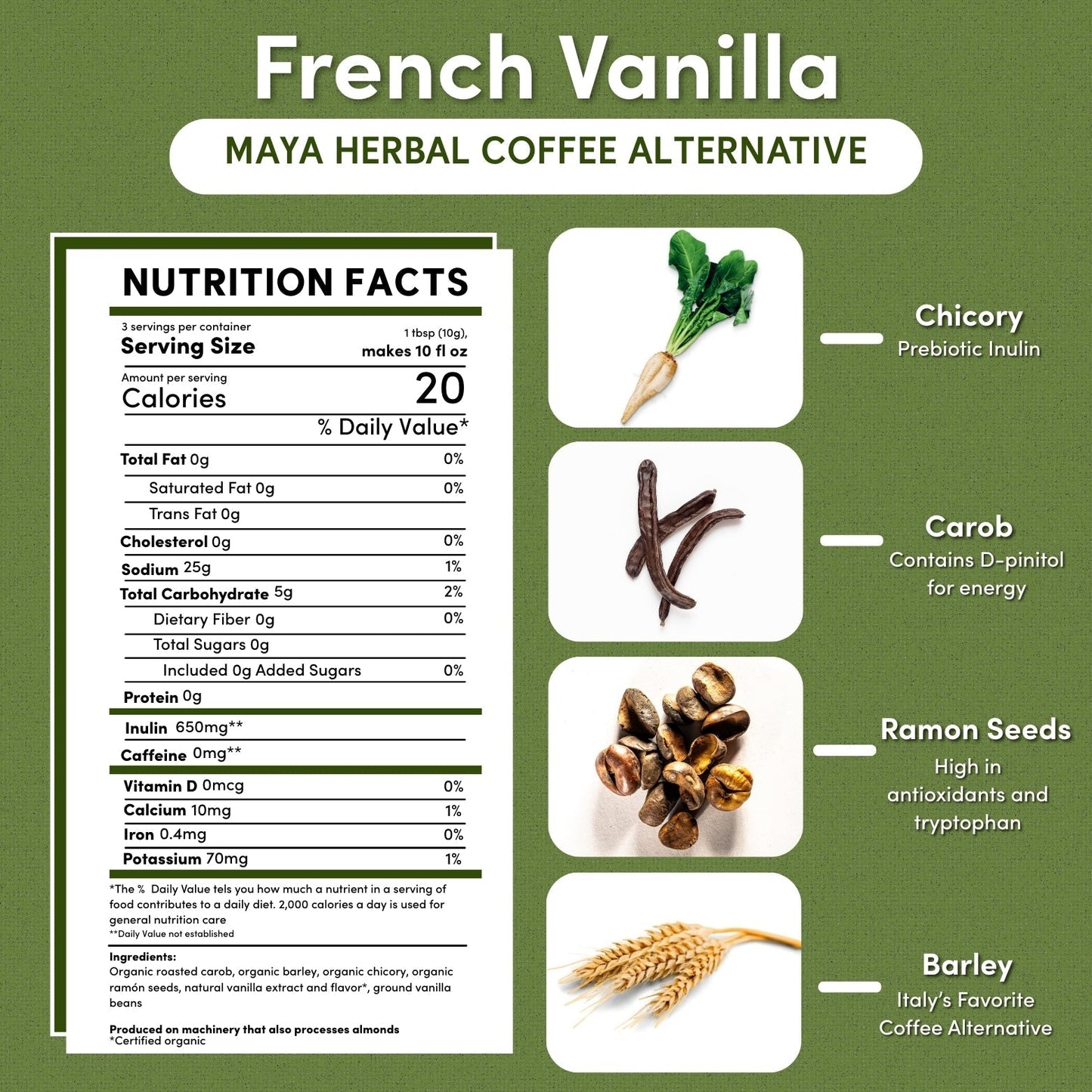 French Vanilla Chicory Herbal Coffee Teeccino