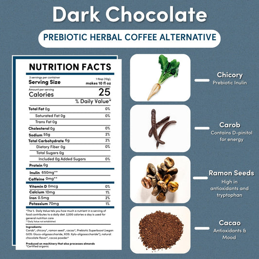Dark Chocolate Prebiotic SuperBoost Herbal Coffee