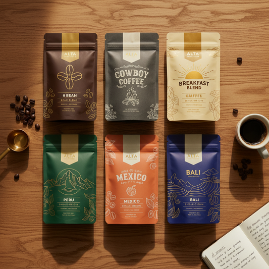 Best Sellers Sample Pack: 6Bean, Cowboy, Breakfast, Peru, Mexico, Bali