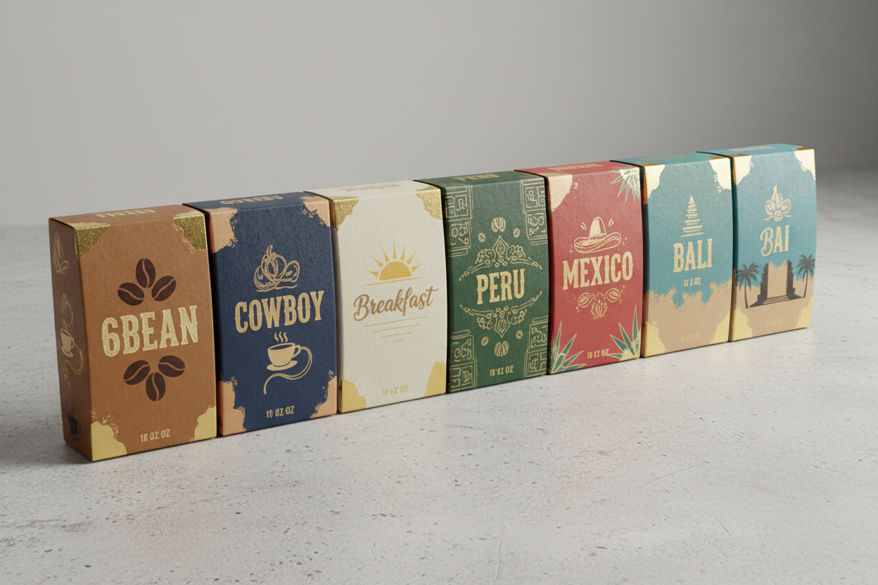 Best Sellers Sample Pack: 6Bean, Cowboy, Breakfast, Peru, Mexico, Bali